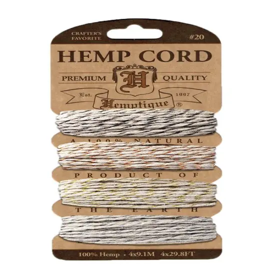 Hemptique 1mm #20 Variegated Metallic & Glitter Hemp Cord Card Set Eco Friendly Sustainable Naturally Grown Jewelry Bracelet Making Paper Crafting Scrapbooking Bookbinding Mixed Media Crocheting Macrame Seasonal Holiday Gift Wrapping Outdoor Garden Rasta glitter {2}