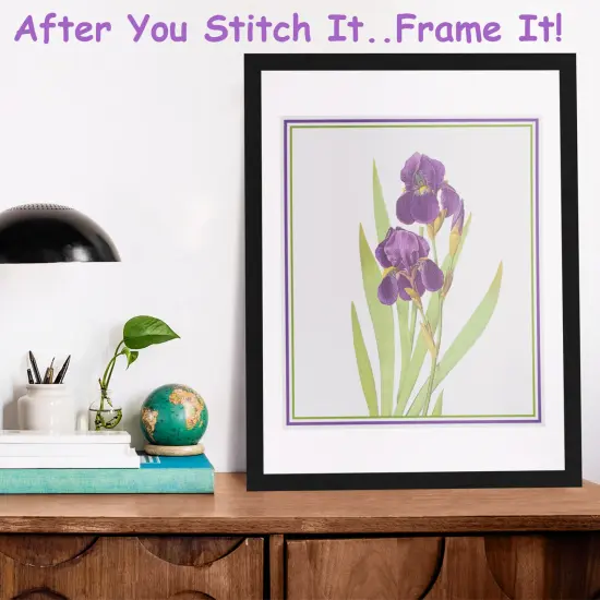 Bearded Iris Flower Inspired by Pierre-Joseph Redoute Counted Cross Stitch Pattern {3}