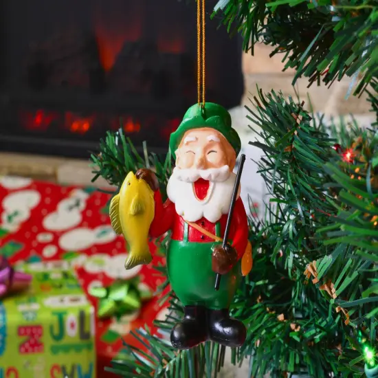 Fishing Santa Claus Christmas Ornament {2}
