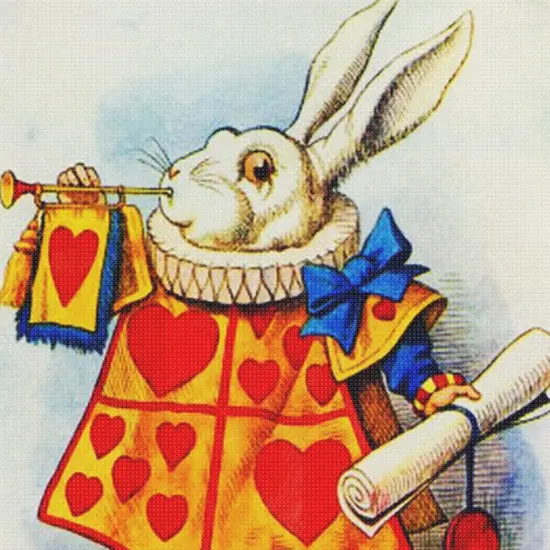 Tenniel's The White Rabbit Square Detail from Alice's Adventures in Wonderland Counted Cross Stitch Pattern {2}