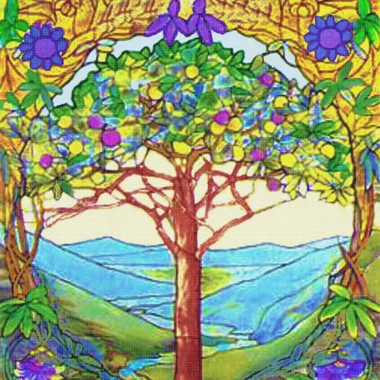 Tree of Life Square detail inspired by Louis Comfort Tiffany Counted Cross Stitch Pattern {2}