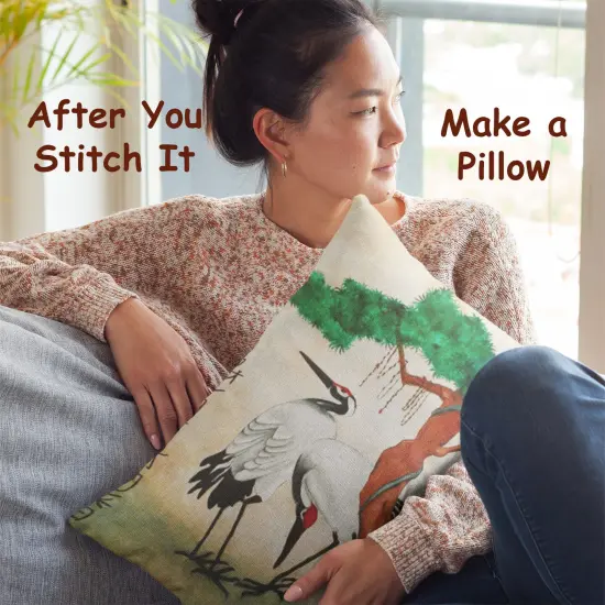 Pair of Cranes by Japanese artist Maruyama Okyo Counted Cross Stitch Pattern {4}