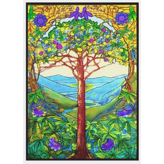 The Tree of Life inspired by Louis Comfort Tiffany Counted Cross Stitch Pattern {2}