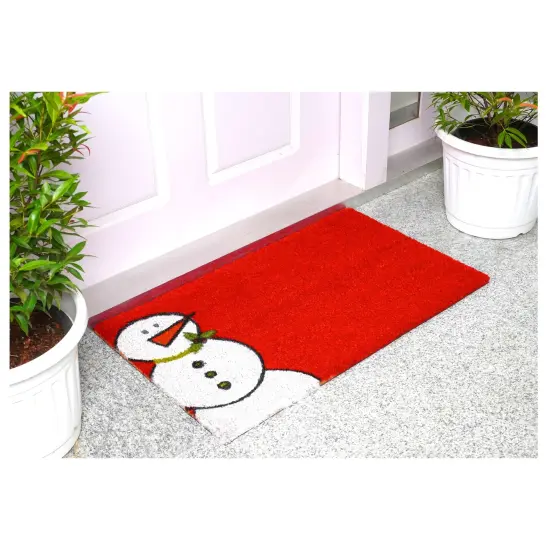 Red Winter Snowman Doormat {3}