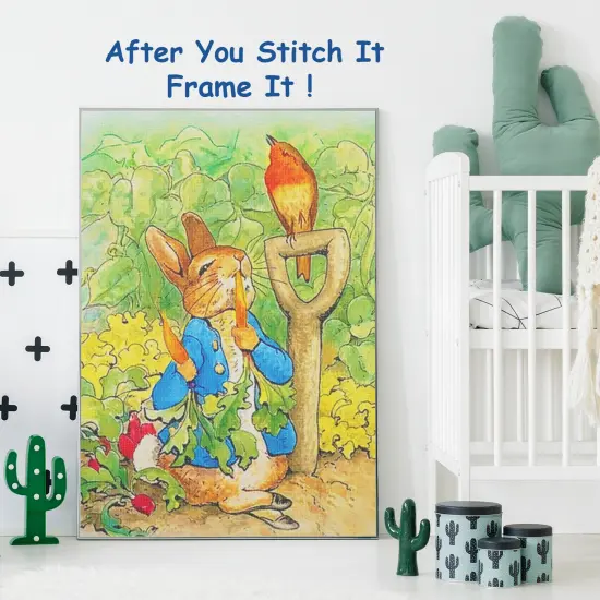 Peter Rabbit Digs in Garden inspired by Beatrix Potter Counted Cross Stitch Pattern {3}