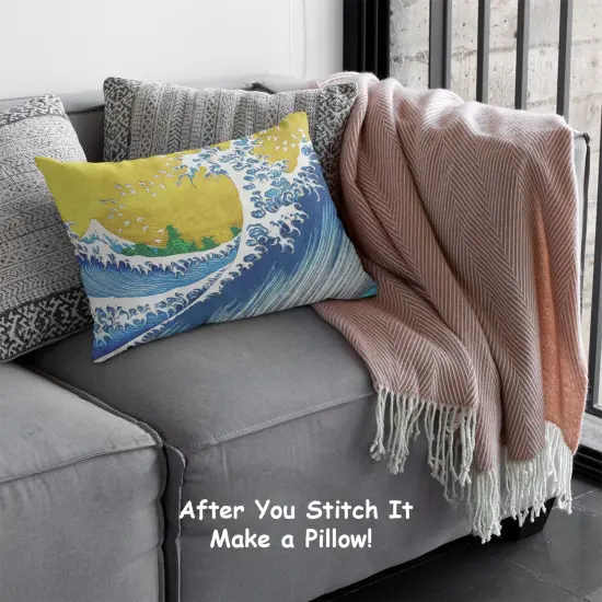 The Colorized Wave Kanagawa by Japanese artist Katsushika Hokusai Counted Cross Stitch Pattern {4}