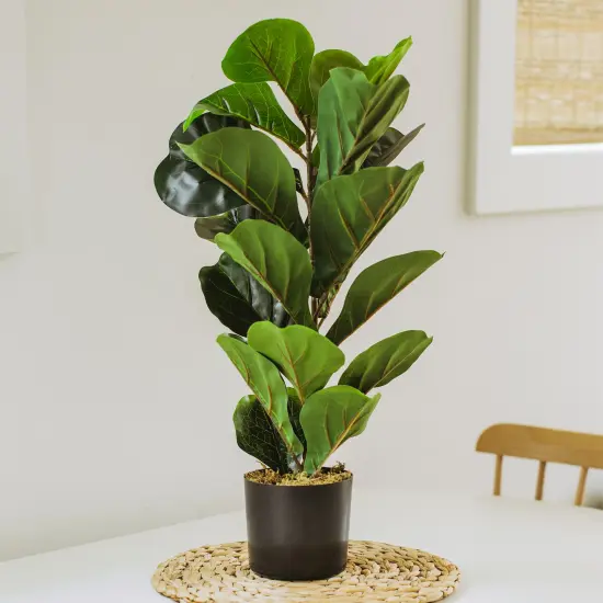 Ficus Lyrata Fake Plant - Artificial Plants for Home Decor Indoor, Faux Plants Indoor - Artificial Potted Plants, Faux Plant for Bedroom - Plants for Bedroom Decor, Fake Plant Decor - 30 Inches {3}