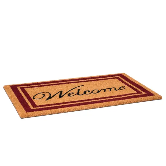 152991830WELC Burgundy Border Welcome Doormat {6}