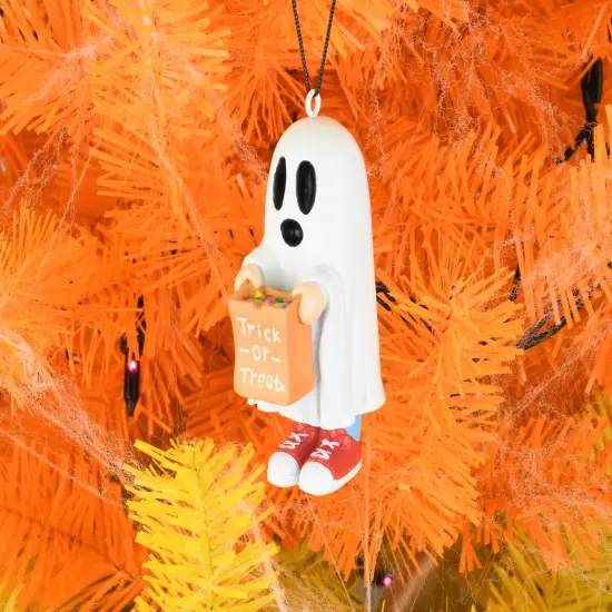 Trick or Treating Kid in Ghost Costume Halloween Ornaments {6}