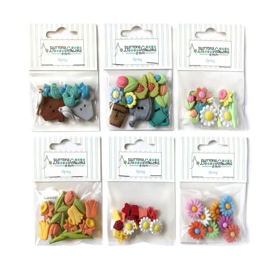 Buttons Galore 50+ Assorted Spring Buttons for Sewing & Crafts - Set of 6 Button Packs {1}