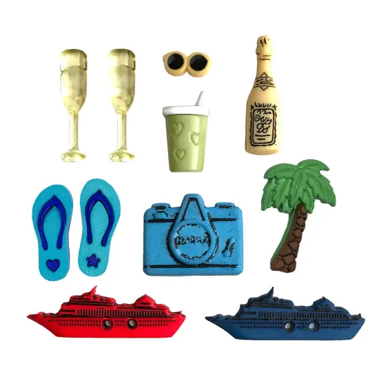 Assorted Nautical Buttons &ndash; 50+ Piece Set for Sewing, Scrapbooking & DIY Crafts &ndash; Boats, Shells, Marine Animals & Beach Attire {5}