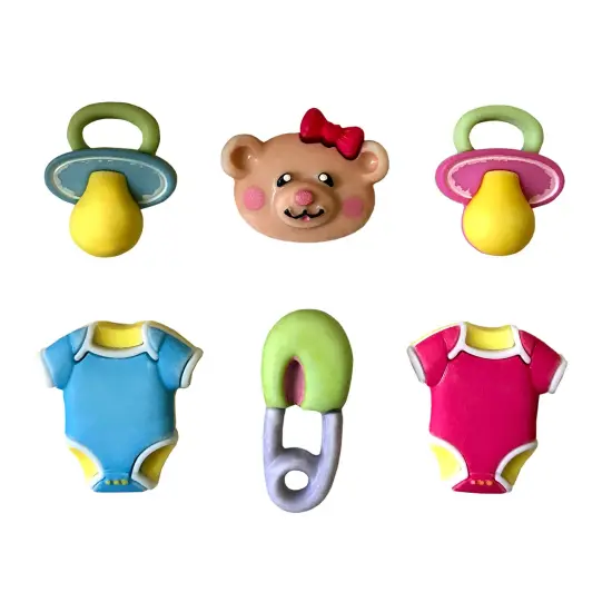 Buttons Galore Baby Hugs Button Set &ndash; 36-Piece Baby-Themed Craft & Sewing Buttons, Includes Ducks, Booties & Pacifiers for DIY, Scrapbooking & Nursery Decor {4}