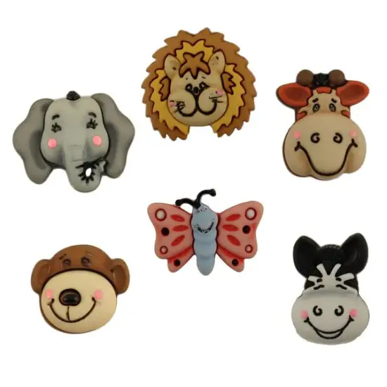 Buttons Galore and More 3D Novelty Buttons &ndash; Zoo Child Animals Children Button Bundle - 36 Pcs {2}