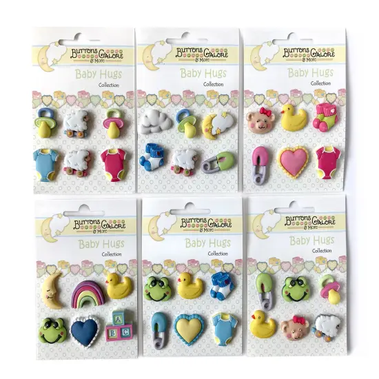 Buttons Galore Baby Hugs Button Set &ndash; 36-Piece Baby-Themed Craft & Sewing Buttons, Includes Ducks, Booties & Pacifiers for DIY, Scrapbooking & Nursery Decor {1}