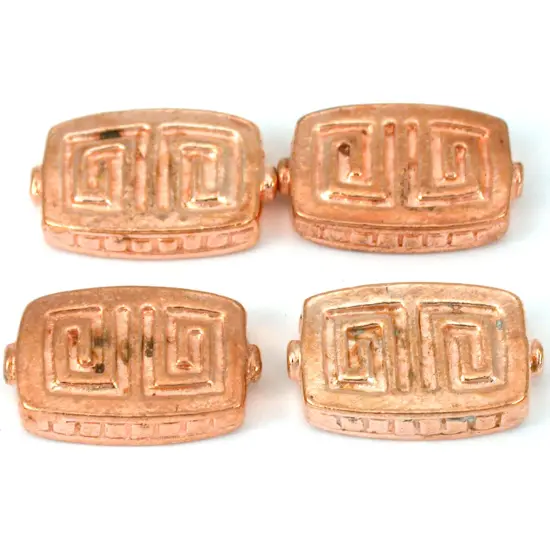 Fluted Rectangle Beads Copper Plated Part 19mm Approx 3 {1}