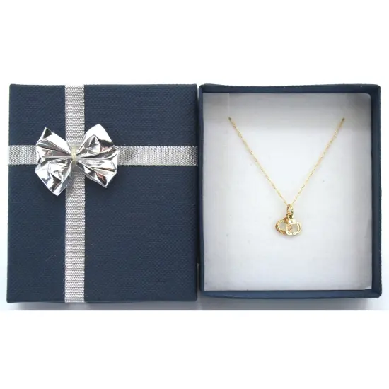 14k Yellow Gold HandcuffsCharm with 18" Gold Cable Chain & Gift box {1}