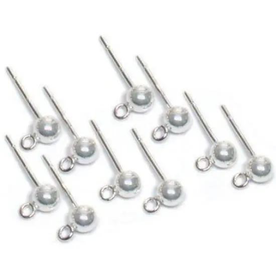10 Ball Loop Earrings 4mm Round Sterling Silver Parts {1}