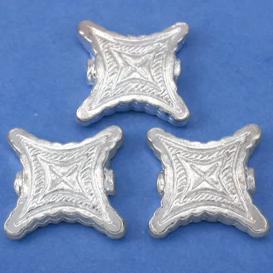 Bali Square Beads Silver Plated Bead 17.5mm Approx 3 {1}