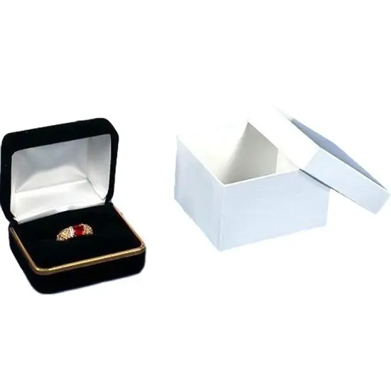 12 Ring Boxes Black Velvet Jewelry Gift Case Display {2}
