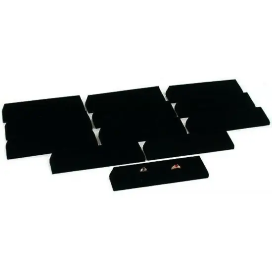 12 Black Velvet Ring Trays Jewelry Showcase Displays Stands {1}
