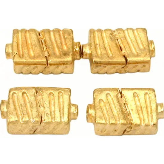 Fluted Rectangle Beads Gold Plated Bead 17mm Approx 4 {1}