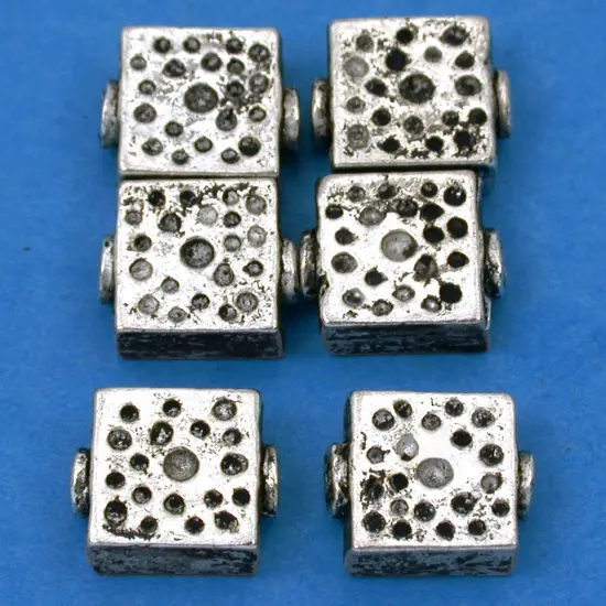 Square Beads Antique Silver Plated Tube 11mm Approx 6 {1}