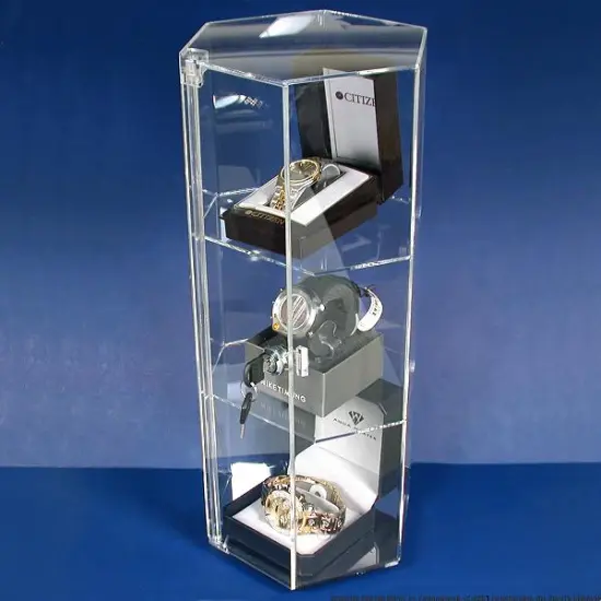 Large Revolving Rotating Showcase Display Locking Acrylic Case {2}