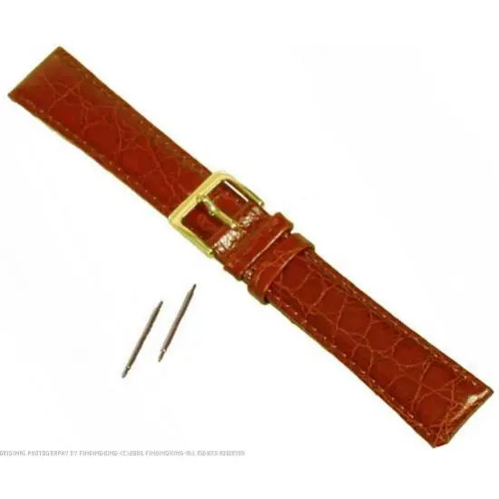 Watch Band Honey Brown Crocodile Grain Leather 19mm {1}