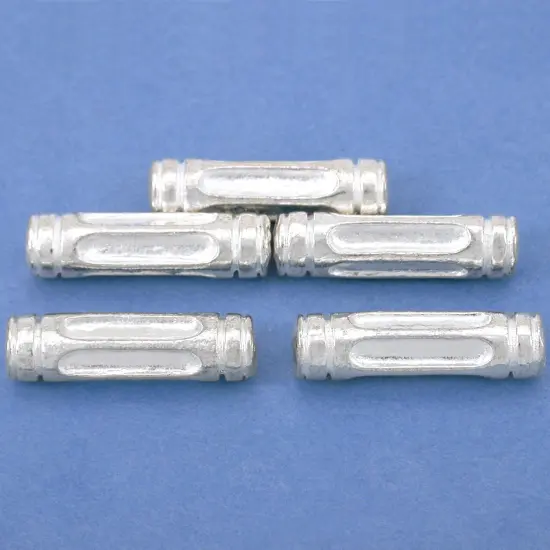 17g Bali Tube Beads Silver Plt Round 23mm Approx 5 {1}