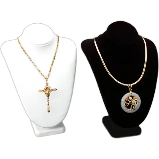 2 Piece Set Black White Jewelry Display Bust 7 1/2"H {1}