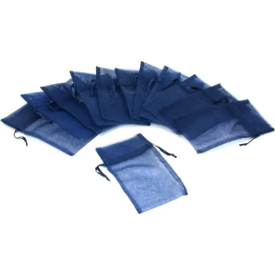 48 Jewelry Navy Blue Organza Drawstring Gift Bags 3x4" {2}
