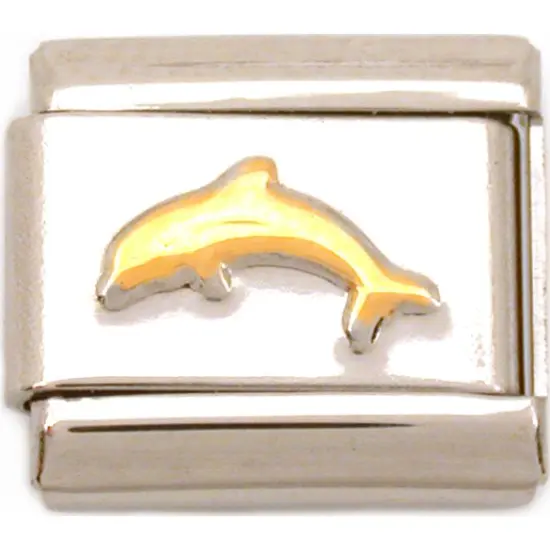 Dolphin Italian Charm Gold Plated 9mm {1}