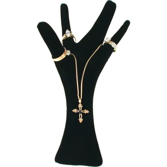 Black Open Palm Ring Hand Display Jewelry Stand 8" {1}