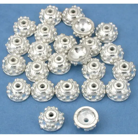 Bali Bead End Caps Silver Plated Beading 7mm Approx 24 {1}