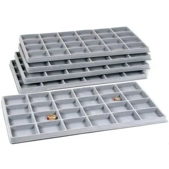 120 Slot Jewelry Coin Gray Showcase Display Tray Insert {1}