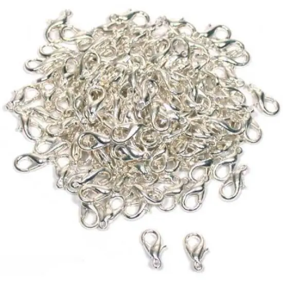 100 Silver Plated Jewelry Lobster Clasps Findings 10x6mm {1}