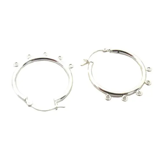 St Silver Hoops for Chandelier Earrings 5 Rings 25mm {1}