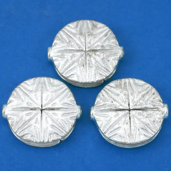 Fluted Star Disc Beads Silver Plated 19.5mm Approx 3 {1}