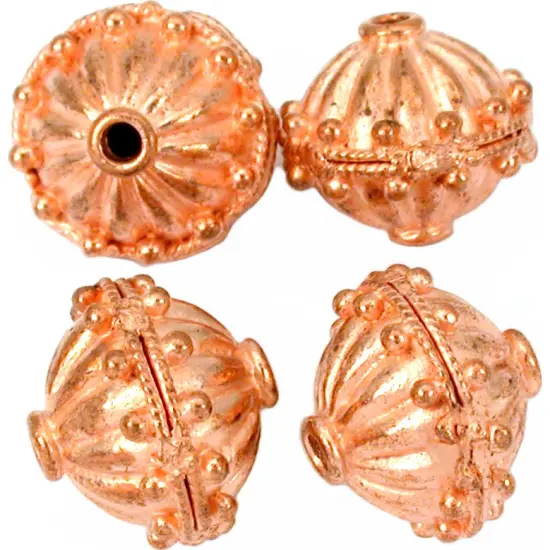 Fluted Bali Saucer Beads Copper Plated 15mm Approx 4 {1}