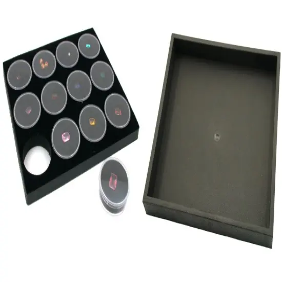 Black Open Square Stackable Jewelry Display Tray w/ Black Foam 12 Gem Jar Insert {1}