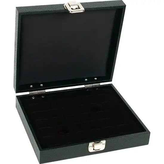 36 Slot Black Ring Display Travel Jewelry Hinged Case {1}