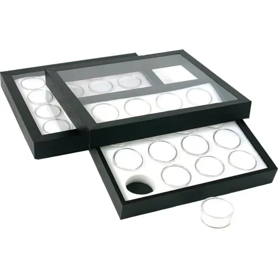 32 Gem Jars White Display Tray Travel Case Acrylic Lid {1}