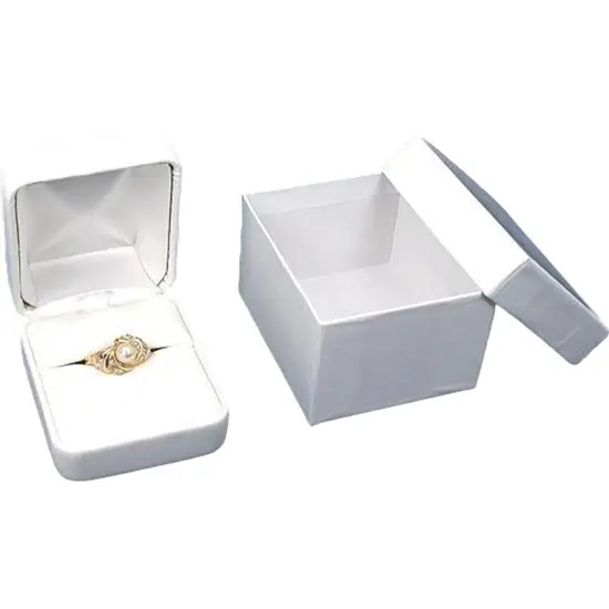 White Faux Leather Ring Gift Box Jewelry Showcase Displays Kit 144 Pcs {2}
