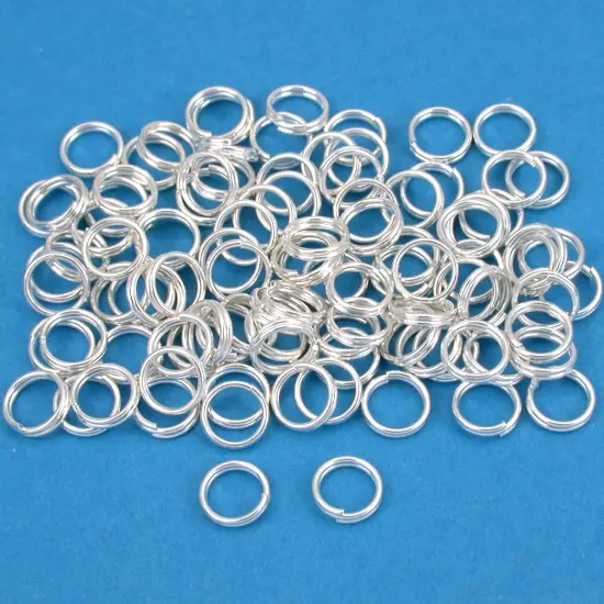 100 Real Silver Plated Split Rings Beading Charm 6mm {1}