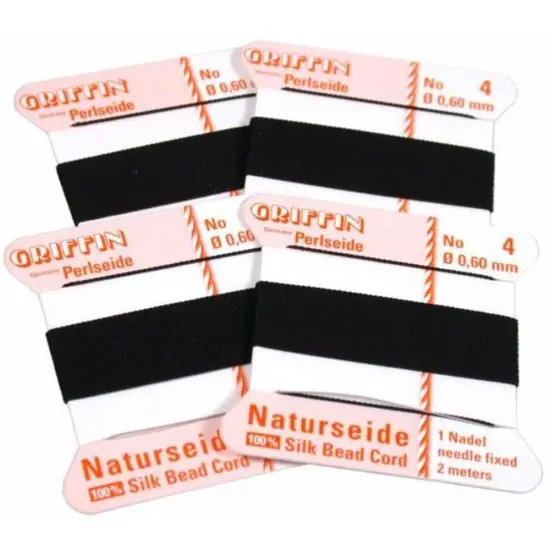 Silk Griffin Bead Stringing Cord #4 Black 4Pcs {1}