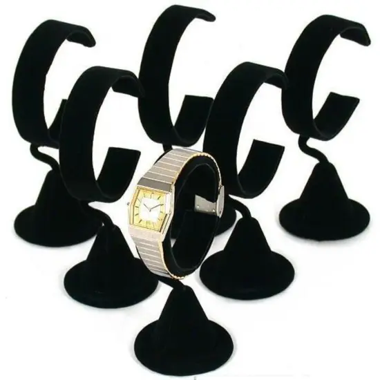 6 Wrist Watch Black Velvet Jewelry Showcase Display {1}