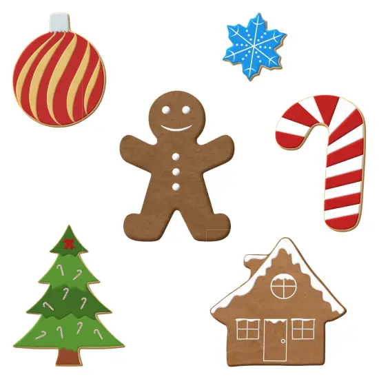 CookieCutter.com Gingerbread House 6 Piece Cookie Cutters Set, Christmas Tree, Gingerbread Man, House, Candy Cane, Tin Plate Steel, USA {2}