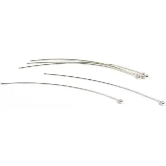 5 Head Pins Sterling Silver Jewelry Hat Stick Pin 25Ga {1}