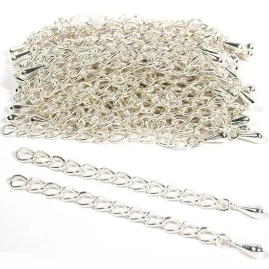 60 Silver Plated Chain Extenders {1}