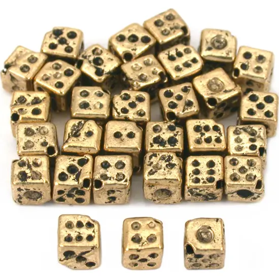 Dice Cube Beads Antique Gold Plt Beading 6mm Approx 30 {1}